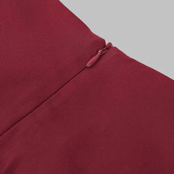 ❤️ Pinup Retro Vintage 1950s 60s Swing Dark Red Rockabilly Dress SIZE M NEW - Picture 5 of 14